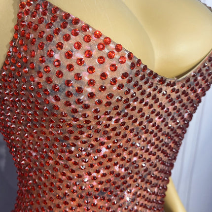 Twinkling Rhinestone Stars High-Cut Stage Bodysuit Dance Performance Leotard