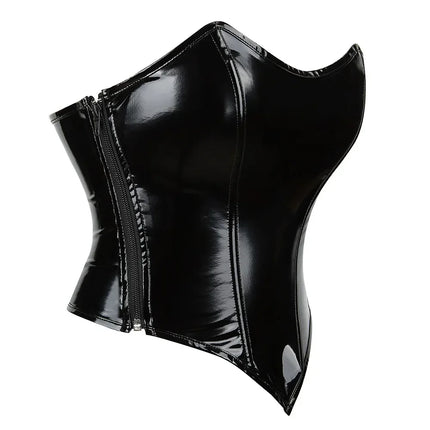 Shiny PVC PU Leather Bustier Corset Crop Top Body Shaper Vest