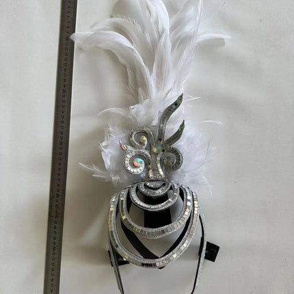 The Stardust Dionysia – Pure White Feather Carnival & Masque Ball Headdress