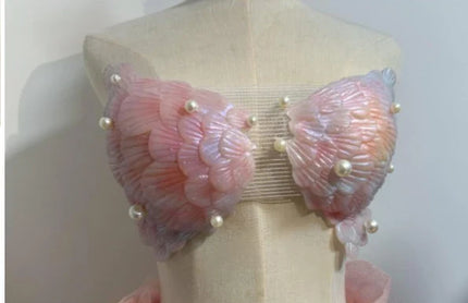 Realistic Silicone Mermaid Seashell Bra Strapless Underwater Photoshoot Costume Top