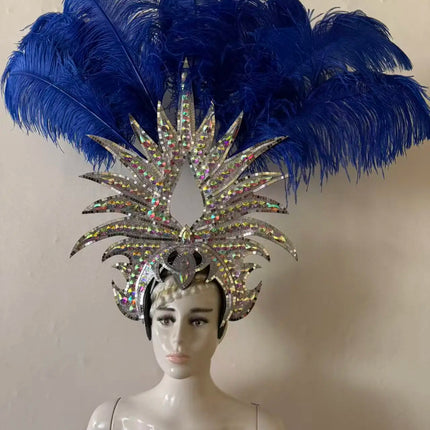 The Stardust Majestic Feather Crown – Carnival & Cabaret Stage Headdress