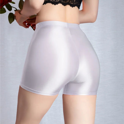 Seamless Oil Glossy High-Stretch Boyshorts Satin Sheer Safety Shorts
