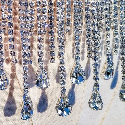 Sparkly AB Diamond Water Droplet Rhinestone Belly Dance Waist Chain Belt