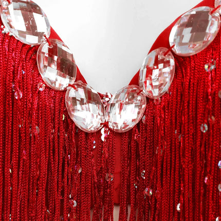 The Stardust Oasis Sirena – Sequined Tassel & Rhinestone Push-Up Belly Dance Bra Top