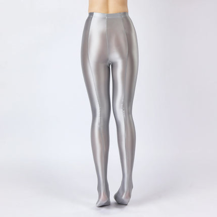 Oil Glossy High-Stretch Satin Pencil Pants & Leopard Print Leggings