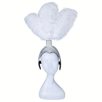 Ostrich Feathered Rhinestone Headpiece