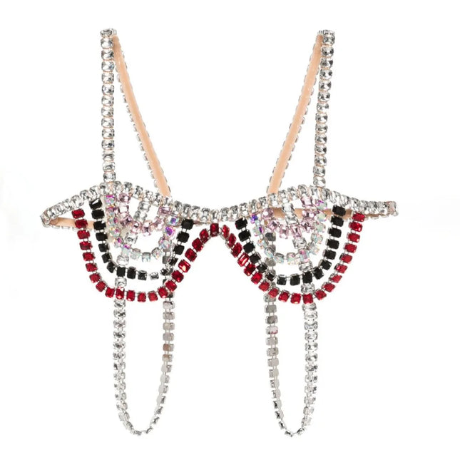 Dazzling Mixed-Color Crystal Bra Chain & Lumbar Bikini Body Jewelry