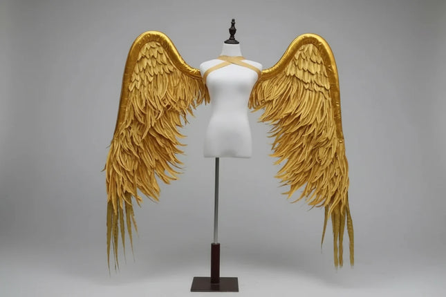 The Stardust Empress Royale – Deluxe Gold Custom Feather Angel Wings Stage Performance Prop