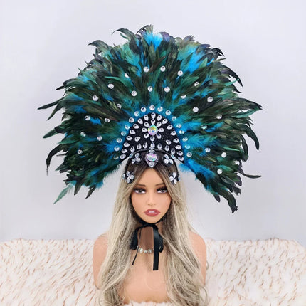 Carnival-Themed Artificial Feather Headdress & Cosplay Crown Prop