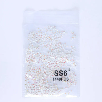 SS6-SS30 Mocha Shimmer White Glass Flatback Non-hotfix Rhinestones