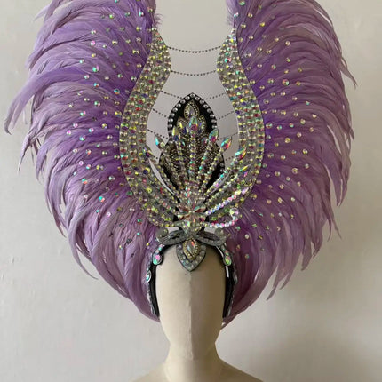 The Stardust Aurora Feather Headdress – Light Purple Cabaret & Carnival Crown