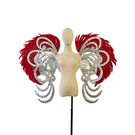 The Stardust Phoenix Wings – Deluxe Feathered Samba Backpiece & Stage Wings