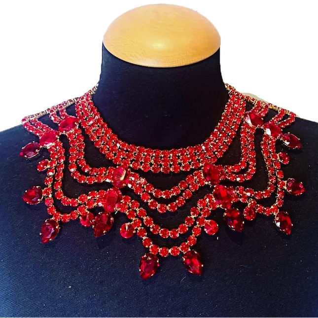 Multi layered Wave Rhinestone Necklace & Earring Set