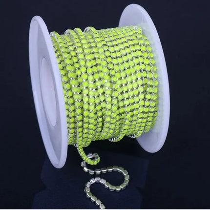 The Stardust Fluorescent Stream – Premium AAAA Glass Fluorescent & Mocha Rhinestone Cup Chain Trim