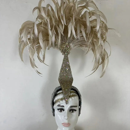 The Stardust Dionysia – Off-White Feather Carnival & Masque Ball Headdress