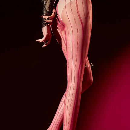 Striped Oil Glossy Sheer High-Waist Shaping Pantyhose Shiny Dance Tights