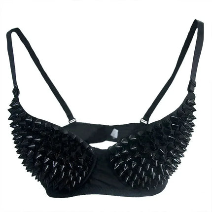 Metallic Rivet Studded Gothic Push-Up Bra & Punk Rave Bralette