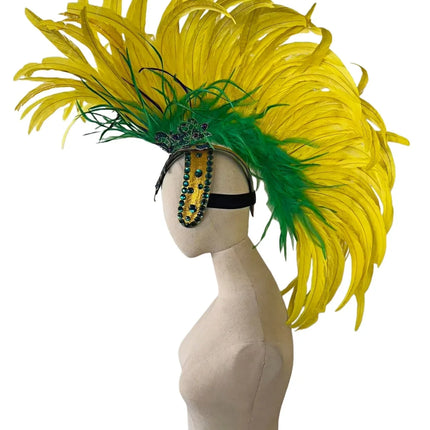 The Stardust Samba Radiance – Elegant Feathered Stage & Carnival Headdress