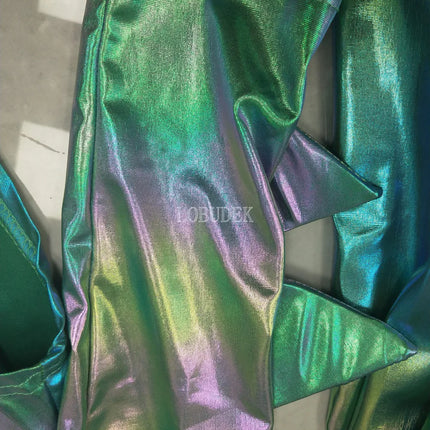 Metallic Armor Bodysuit & Trailing Bustle Skirt 2-Piece Stage Performance Costume Set