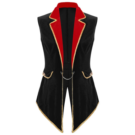 Velvet Circus Ringmaster Tailcoat Vest Marching Band Halloween Showman Outerwear