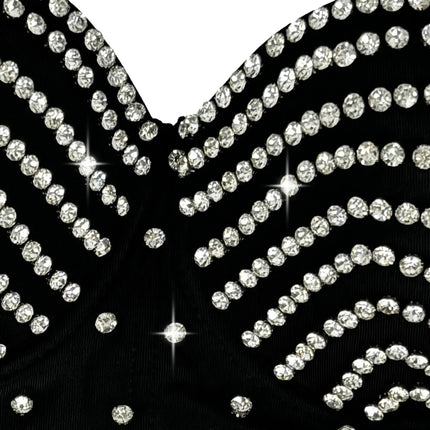 The Stardust Prism Siren – Embroidered Diamond Bustier Corset Crop Top