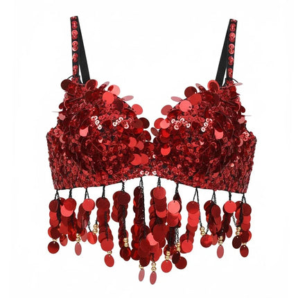 The Stardust Tribal Empress – Metallic Studded Coin & Rhinestone Tribal Belly Dance Bra Top