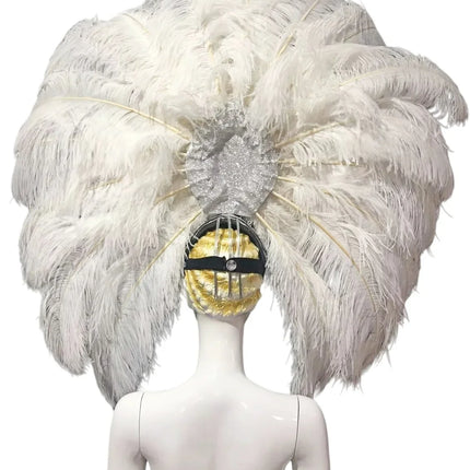 The Stardust Dionysia – Elegant Faux Fur & Rhinestone Samba Carnival Headdress