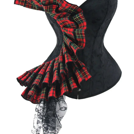 Victorian Ruffle Floral Lace Overbust Corset Bustier Body Shaper Top
