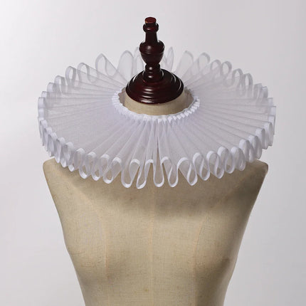 Vintage Renaissance Pleated Mesh Neck Ruff Gothic Clown Collar Choker Costume Accessory