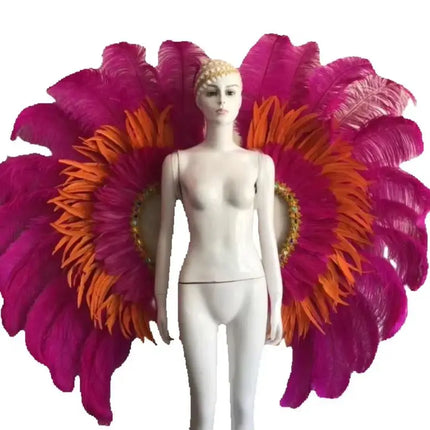 Two-Tone Feather Wing Backpiece Stage Costume Accessory