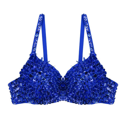 The Stardust Prism Sirena – Sequined & Looped Beading Padded Push-Up Bra Top