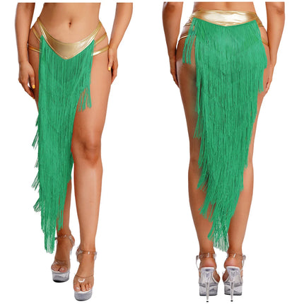 Women Cleopatra Egyptian Queen Cosplay Costume Belly Dancing Indian Dance Tassel Skirt Built-in Briefs for Halloween Carnival