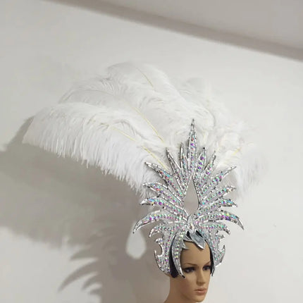 The Stardust Majestic Feather Crown – Carnival & Cabaret Stage Headdress