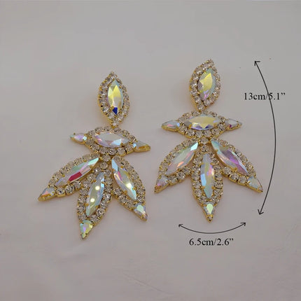 AB Gold Rhinestone Crystal Necklace & Earring Set