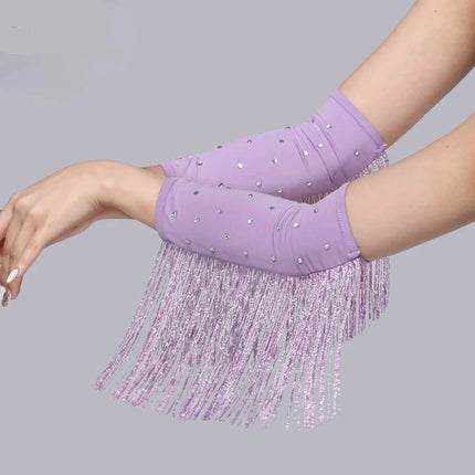 The Stardust Cabaret Fringe Sleeves – Luxury Rhinestone Performance Arm Bands