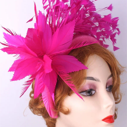25cm Feather Floral Ribbon Fascinator Headband Kentucky Derby Cocktail Tea Party Hat