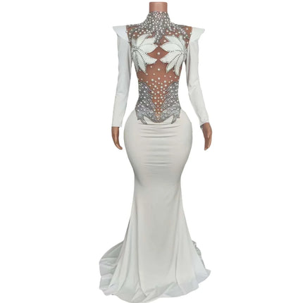 Rhinestone Floral Embroidered Mermaid Gala Gown & Trailing Evening Dress