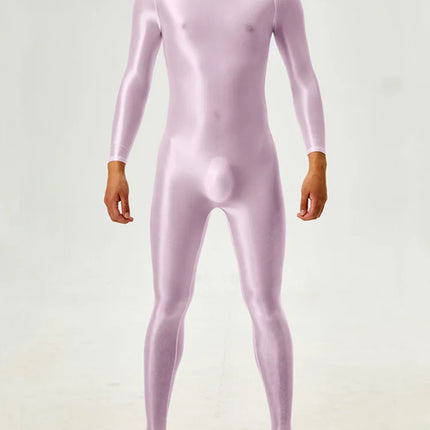 Candy Color Oil Glossy Full-Body Shaping Bodysuit Satin Smooth Leotard