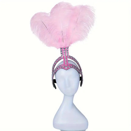 Ostrich Feathered Rhinestone Headpiece
