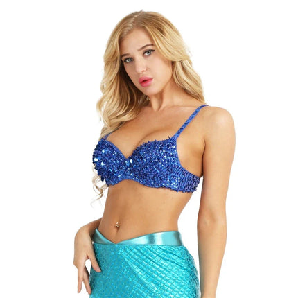 The Stardust Prism Sirena – Sequined & Looped Beading Padded Push-Up Bra Top