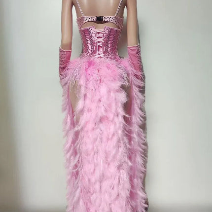 The Stardust Sugar Rush – Pink Feather & Glitter Stage Costume Set