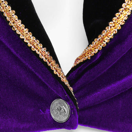 Velvet Circus Ringmaster Gold-Trimmed Swallow-Tail Blazer Coat