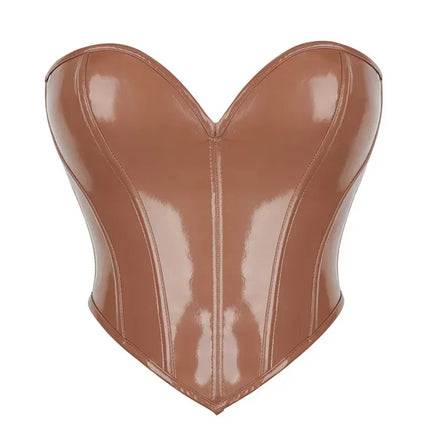 Shiny PVC PU Leather Bustier Corset Crop Top Body Shaper Vest