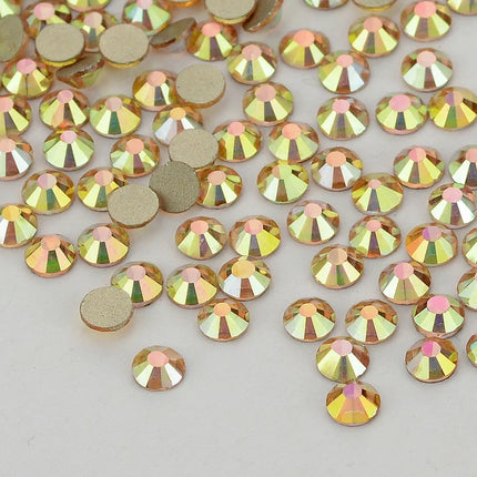 SS3-SS60 AB Gold Bottom Non-Hotfix Glass Flatback Rhinestone