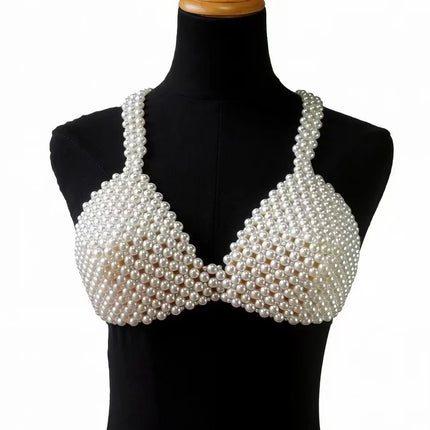 Handmade Pearl Bikini Bra Chain & Worn-Outside Body Jewelry