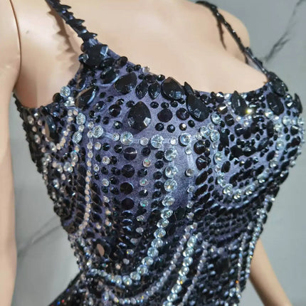 The Stardust Festival Fringe Bodysuit – Luxury Rhinestone Tassel Showgirl Costume