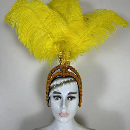 The Stardust Azure Sovereign – Royal Blue Feather Samba Carnival Headdress