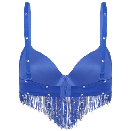 The Stardust Oasis Sirena – Sequined Tassel & Rhinestone Push-Up Belly Dance Bra Top