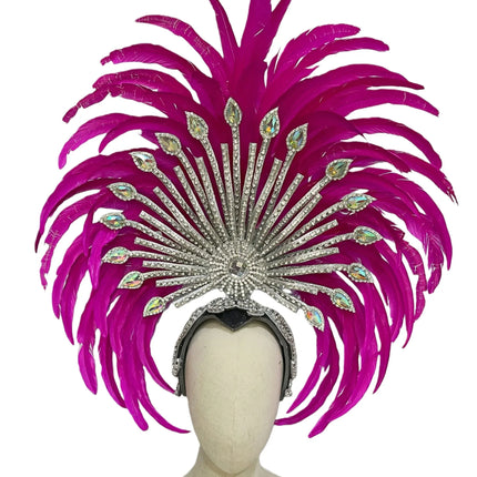 The Stardust Mirage – Premium Royal Blue & Rose Pink Feather Samba Headdress
