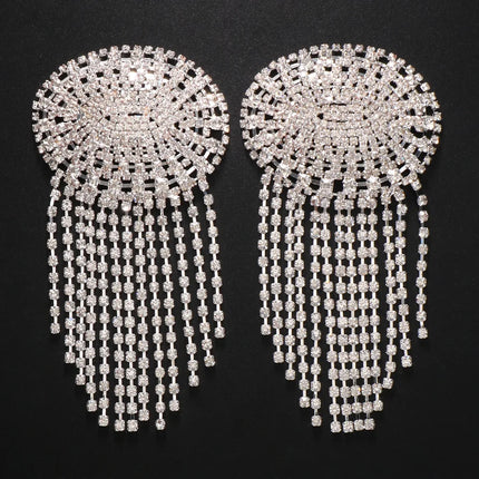 Sparkly Glass Crystal Rhinestone Tassel Nipple Pasties Rave Body Jewelry